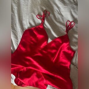 Vintage Red Satin Chemise